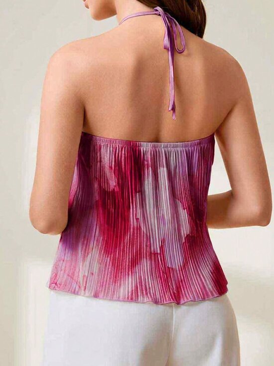 Red Violet Casual Women's Cropped Halter Tank - Picture 2 of 3